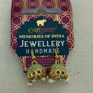Indian Gold and Green Handmade Earrings. Brand new, beautiful fashion jewelry